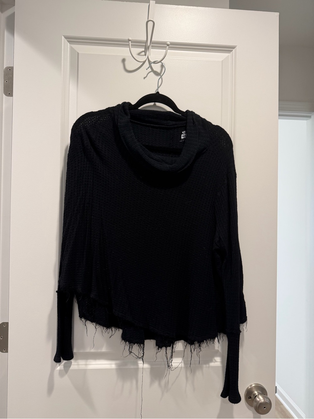 Me to We Black Distressed Cowl Neck Sweater